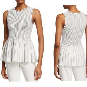 Theory White and Black Striped Tank Top